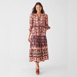 Faherty Pink and Black Patterned Dress